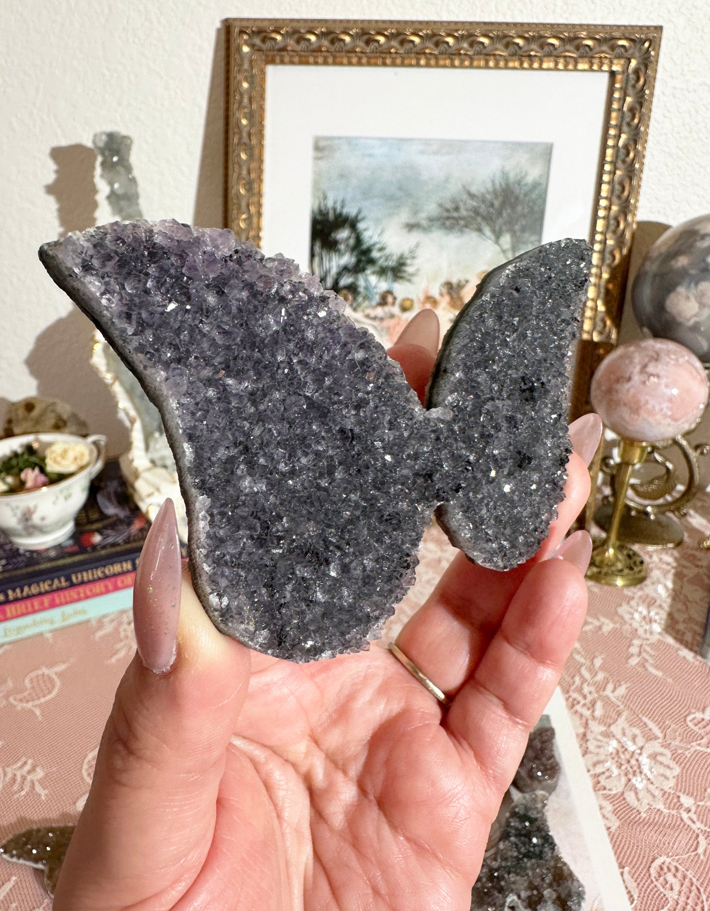 Rainbow Amethyst Butterfly Crystal – Druzy Carving, Transformation | Choose Your Piece