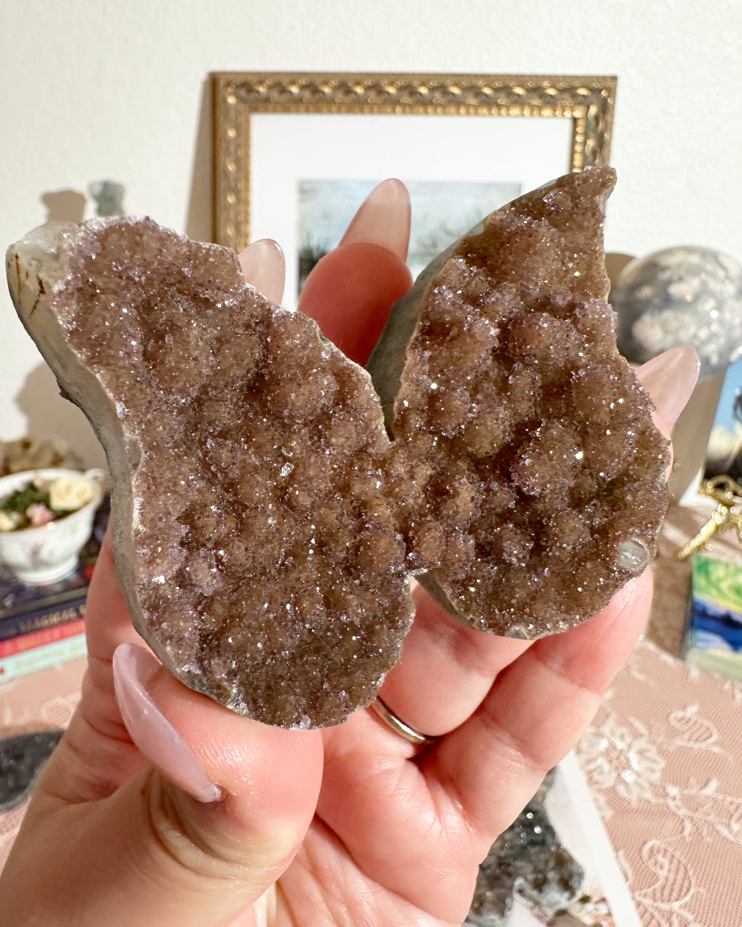 Rainbow Amethyst Butterfly Crystal – Druzy Carving, Transformation | Choose Your Piece