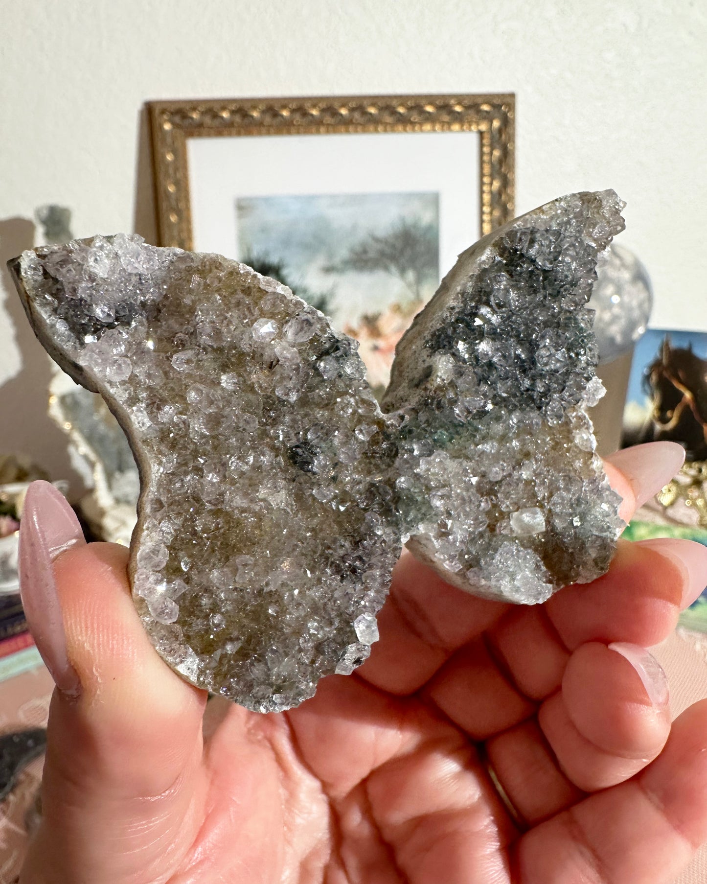 Rainbow Amethyst Butterfly Crystal – Druzy Carving, Transformation | Choose Your Piece