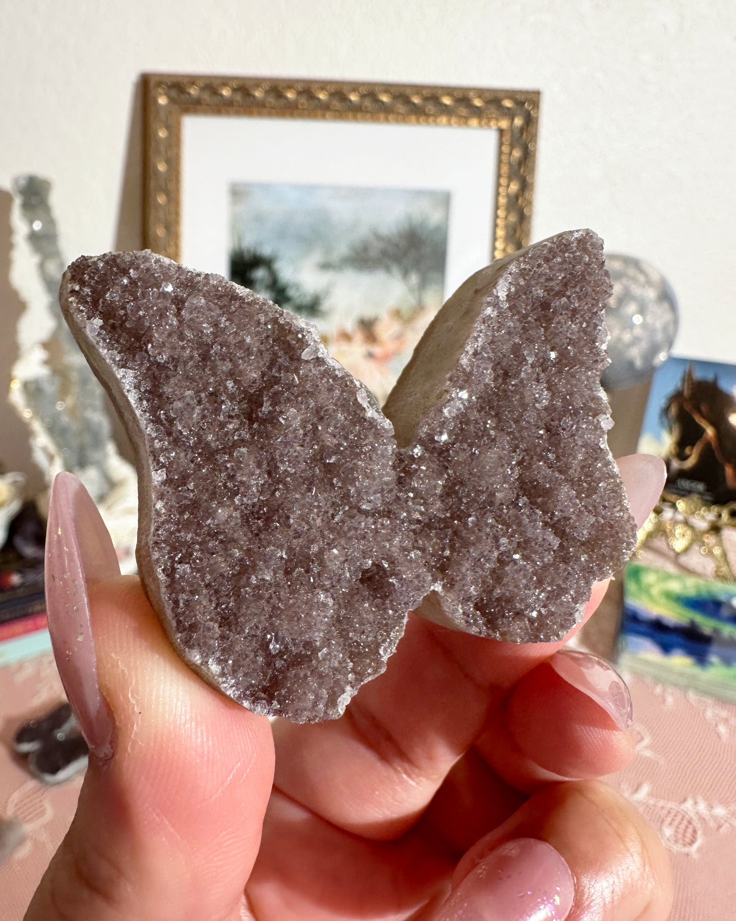 Rainbow Amethyst Butterfly Crystal – Druzy Carving, Transformation | Choose Your Piece