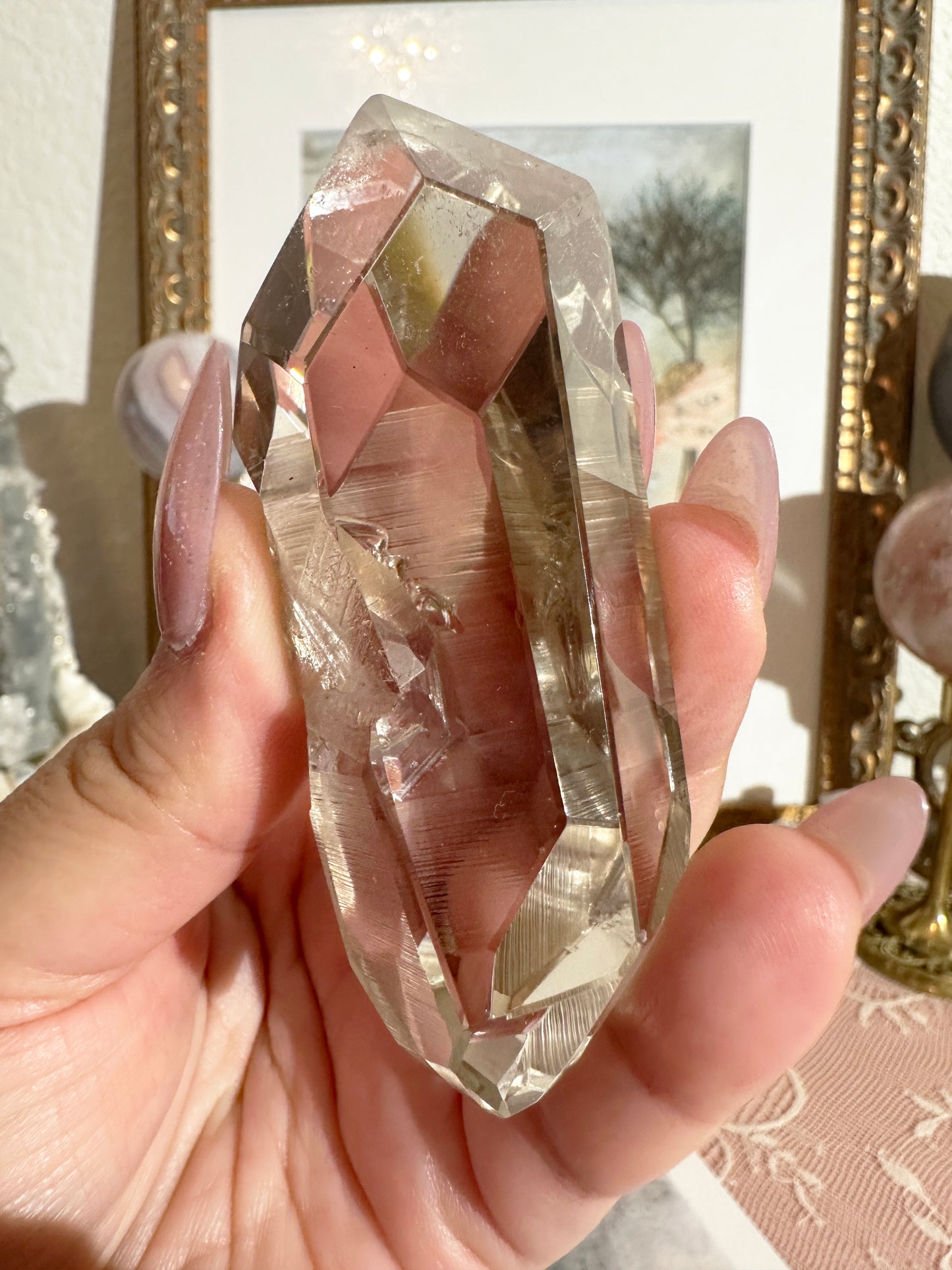 Smoky Lemurian Quartz – Partially Polished Double‑Terminated Point, Ascension Stone | Choose Size