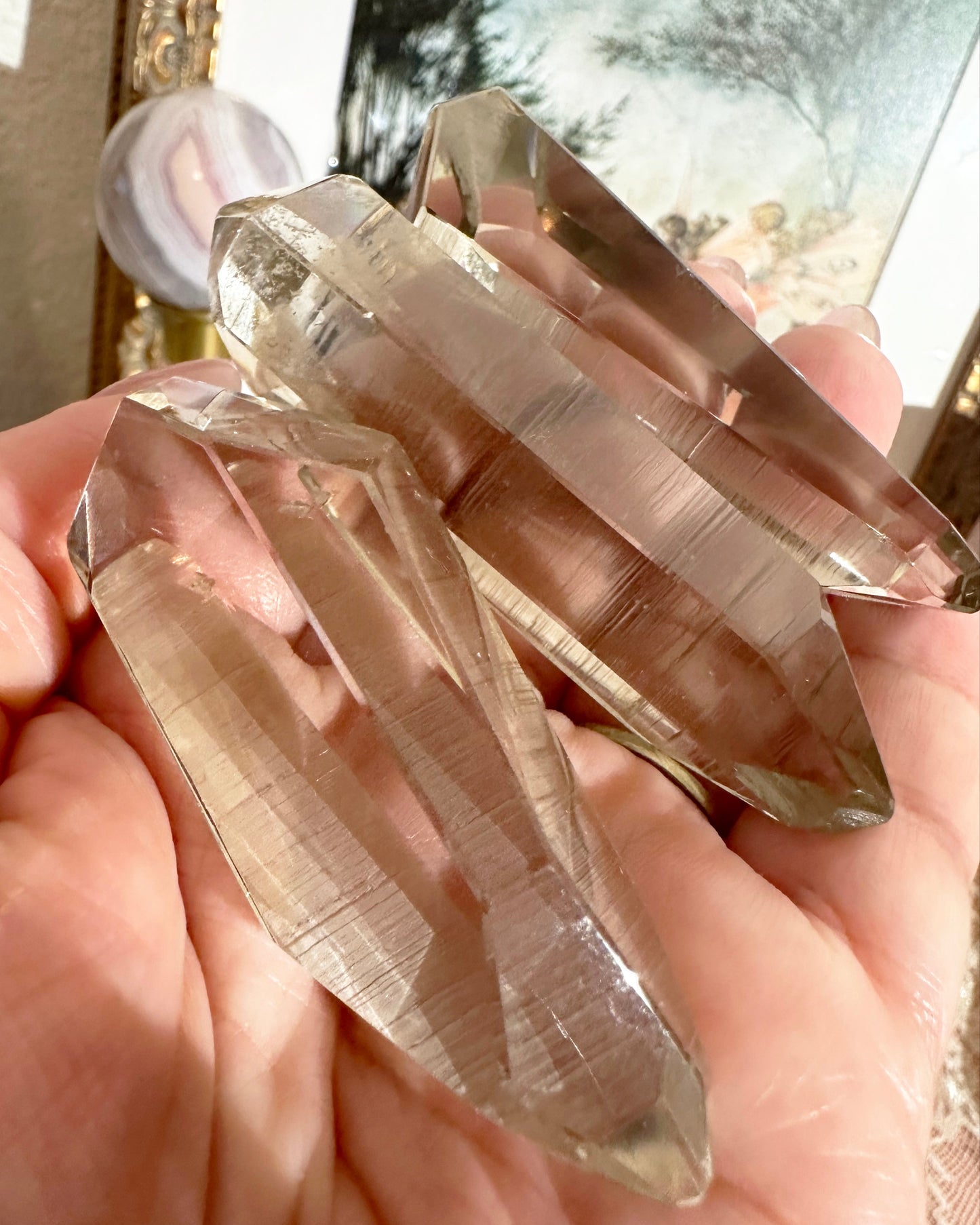 Smoky Lemurian Quartz – Partially Polished Double‑Terminated Point, Ascension Stone | Choose Size