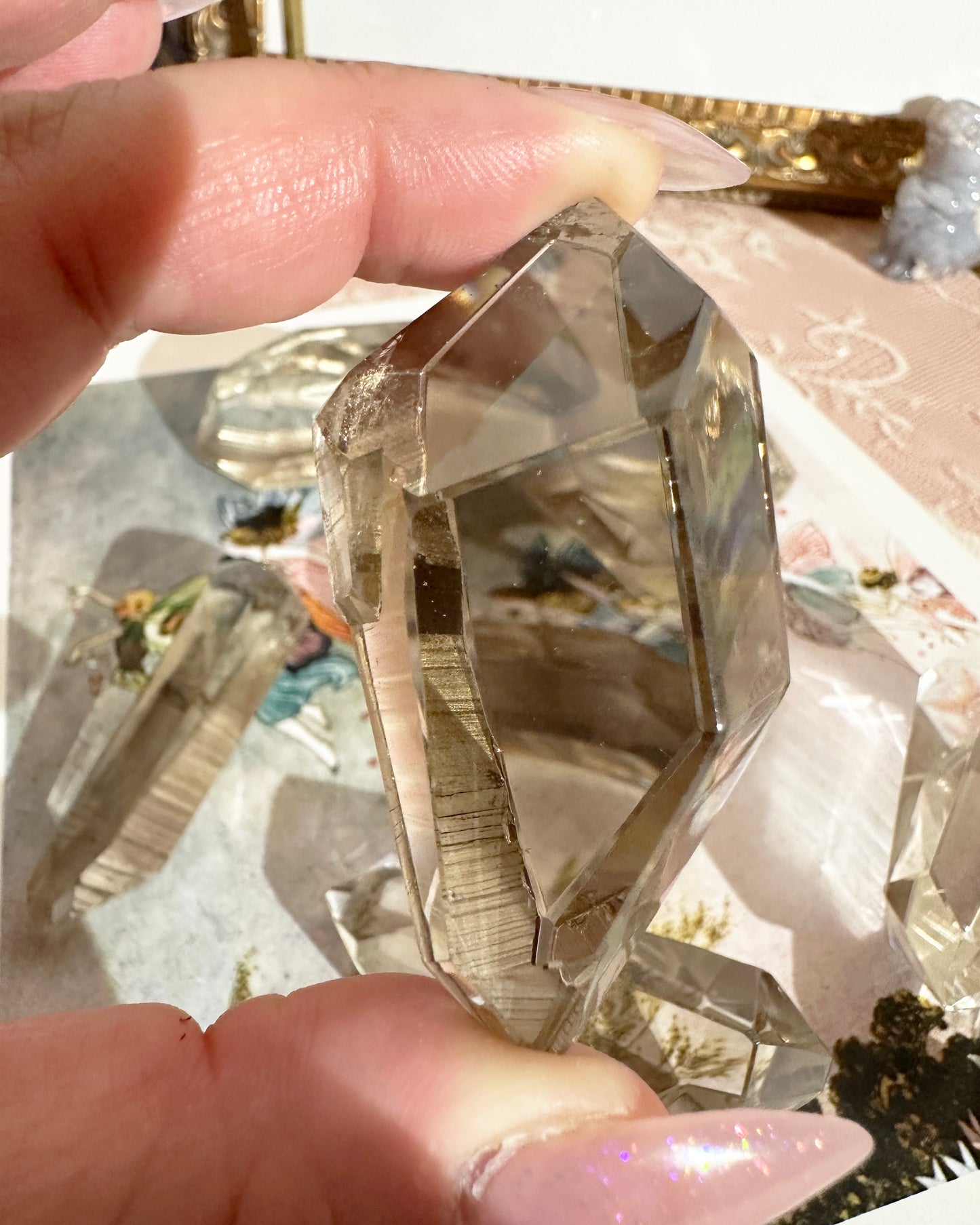 Smoky Lemurian Quartz – Partially Polished Double‑Terminated Point, Ascension Stone | Choose Size
