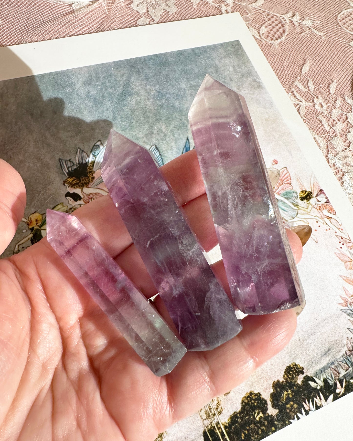 Candy Rainbow Fluorite Tower Crystal – Polished Multicolor Point, Focus & Protection | Choose Your Size, 1 Piece