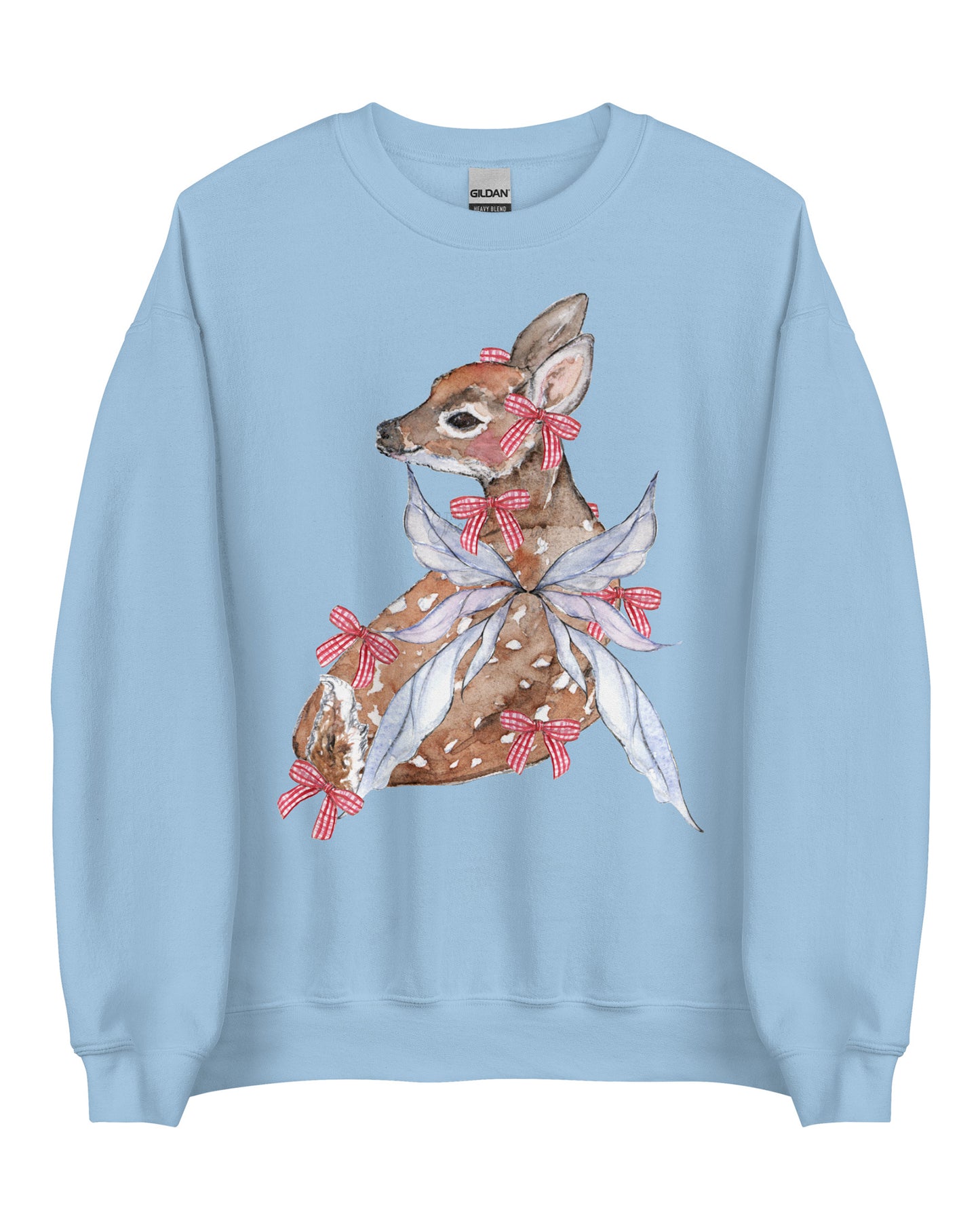 Gingham Fawn Fairy Fairycore Sweatshirt - Winged Deer Soft Pullover (Unisex)