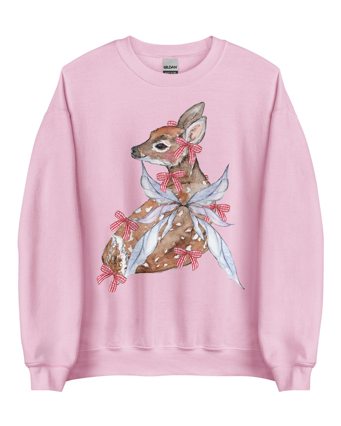 Gingham Fawn Fairy Fairycore Sweatshirt - Winged Deer Soft Pullover (Unisex)
