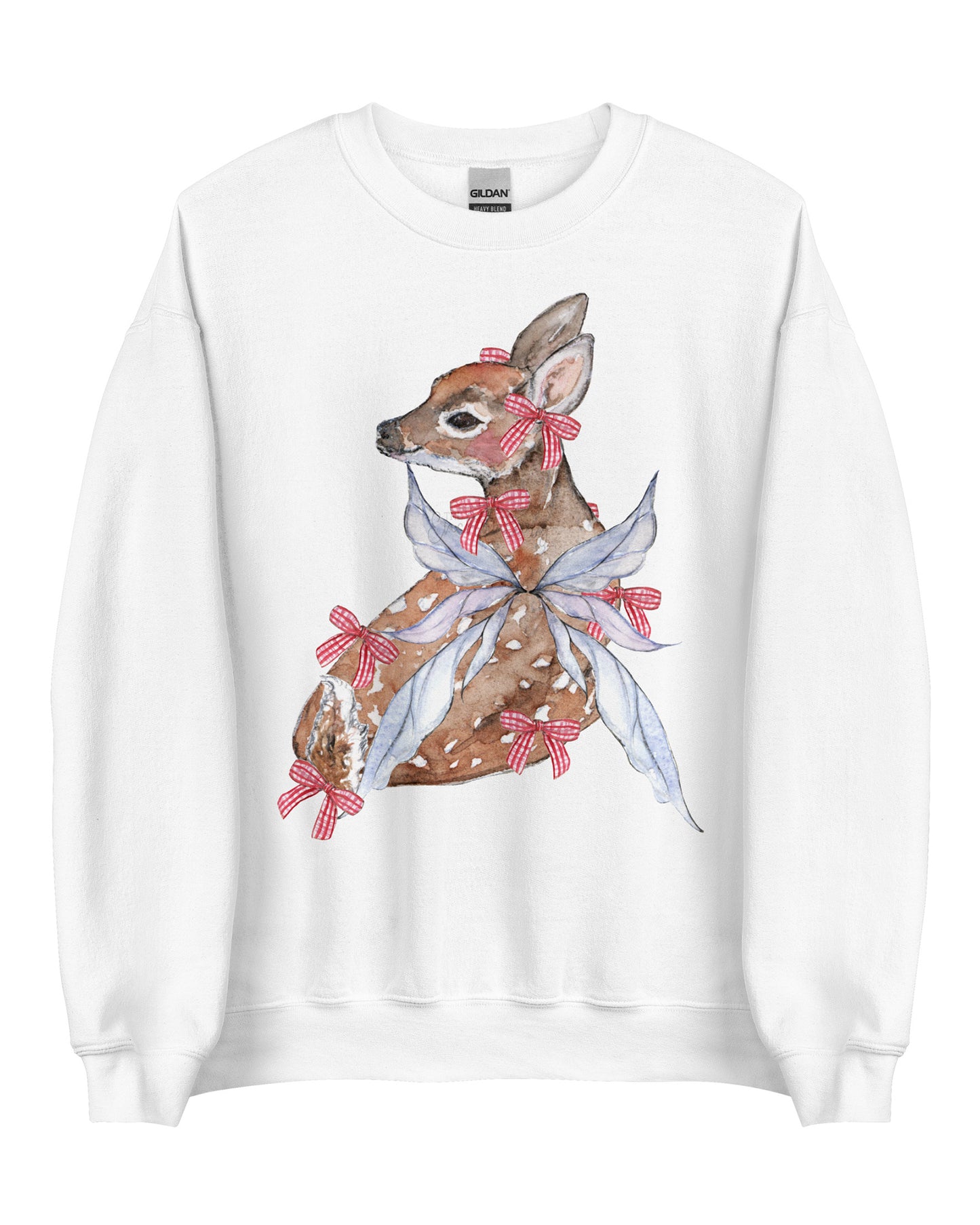 Gingham Fawn Fairy Fairycore Sweatshirt - Winged Deer Soft Pullover (Unisex)