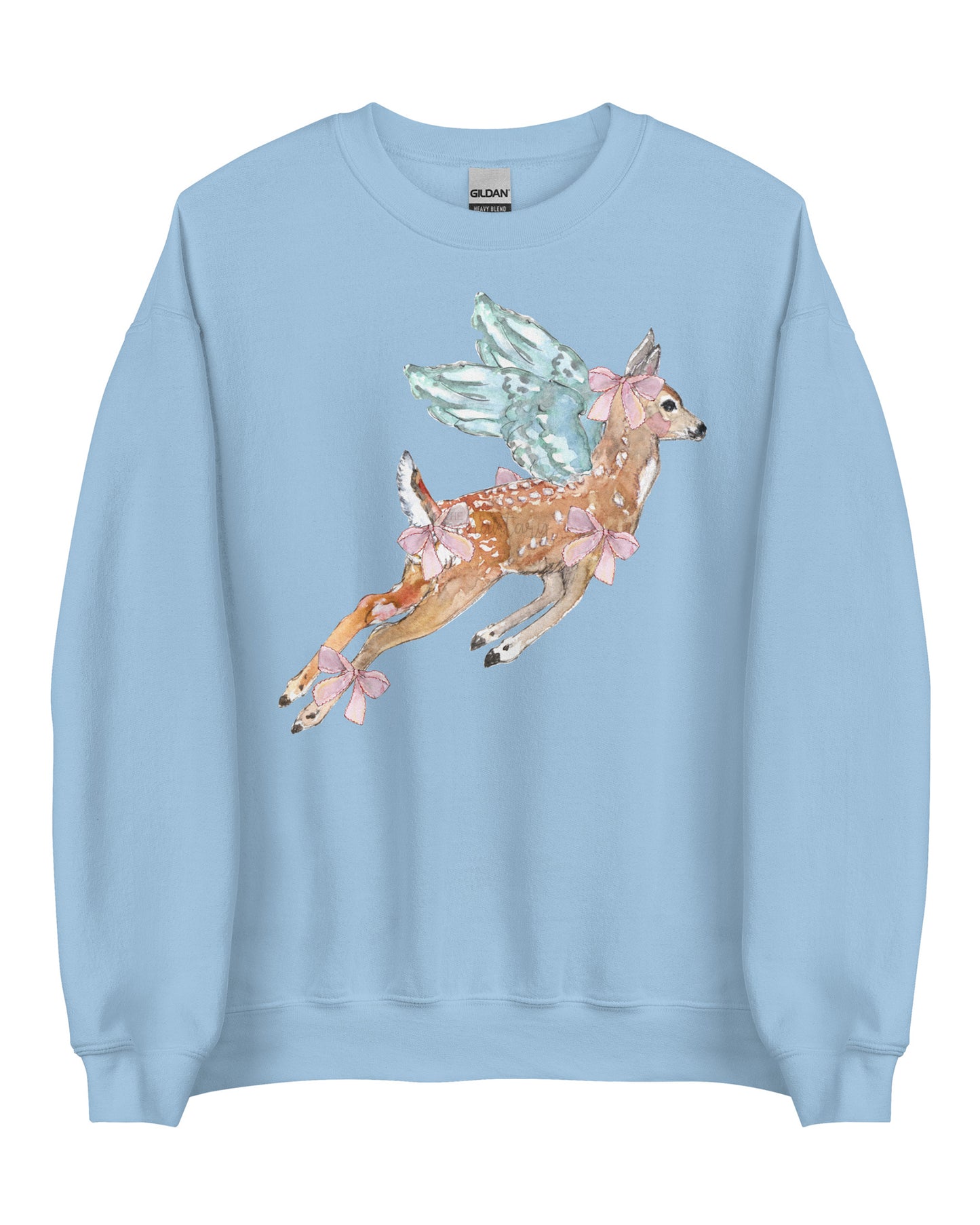 Pink Angel Fawn Cottagecore Sweatshirt - Winged Deer Soft Pullover (Unisex)