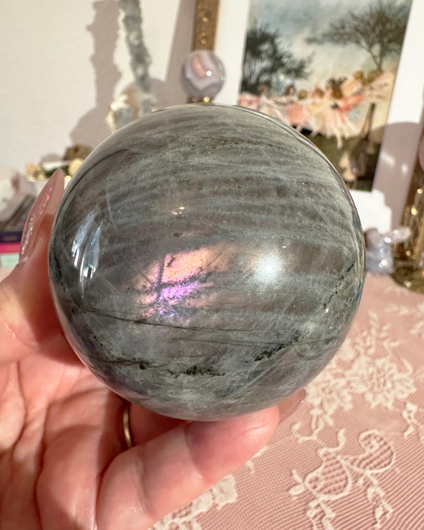 Labradorite Sphere Crystal Ball – Colorful Flash, Intuition & Aura Protection | 1 Piece