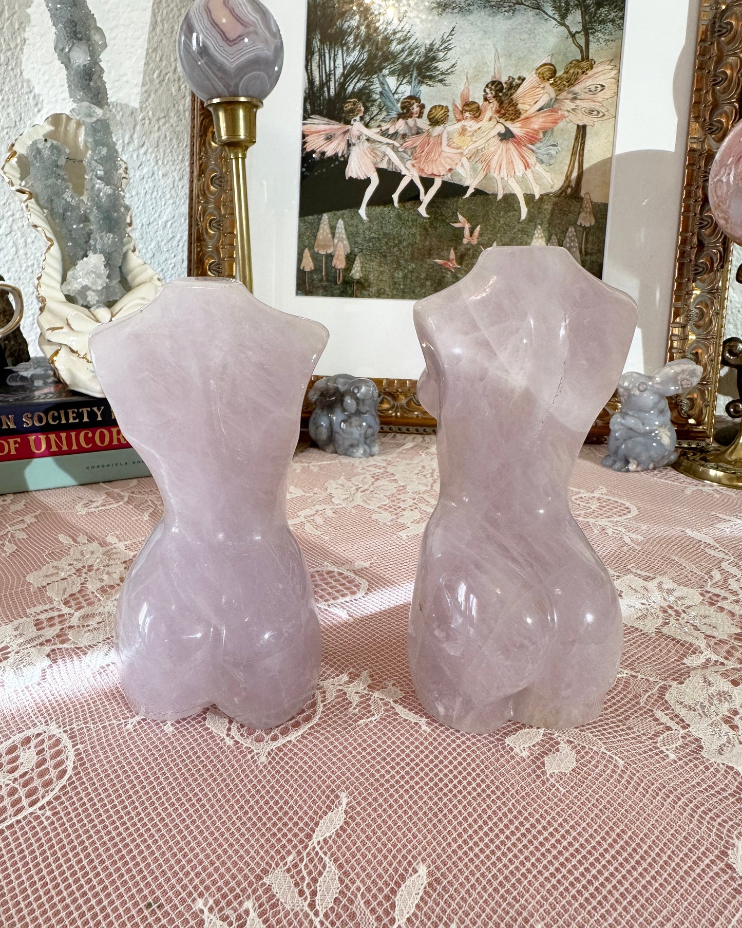 Purple Rose Quartz Goddess Body Carving – Venus Figure Love Crystal, Feminine Energy  | 1 Piece