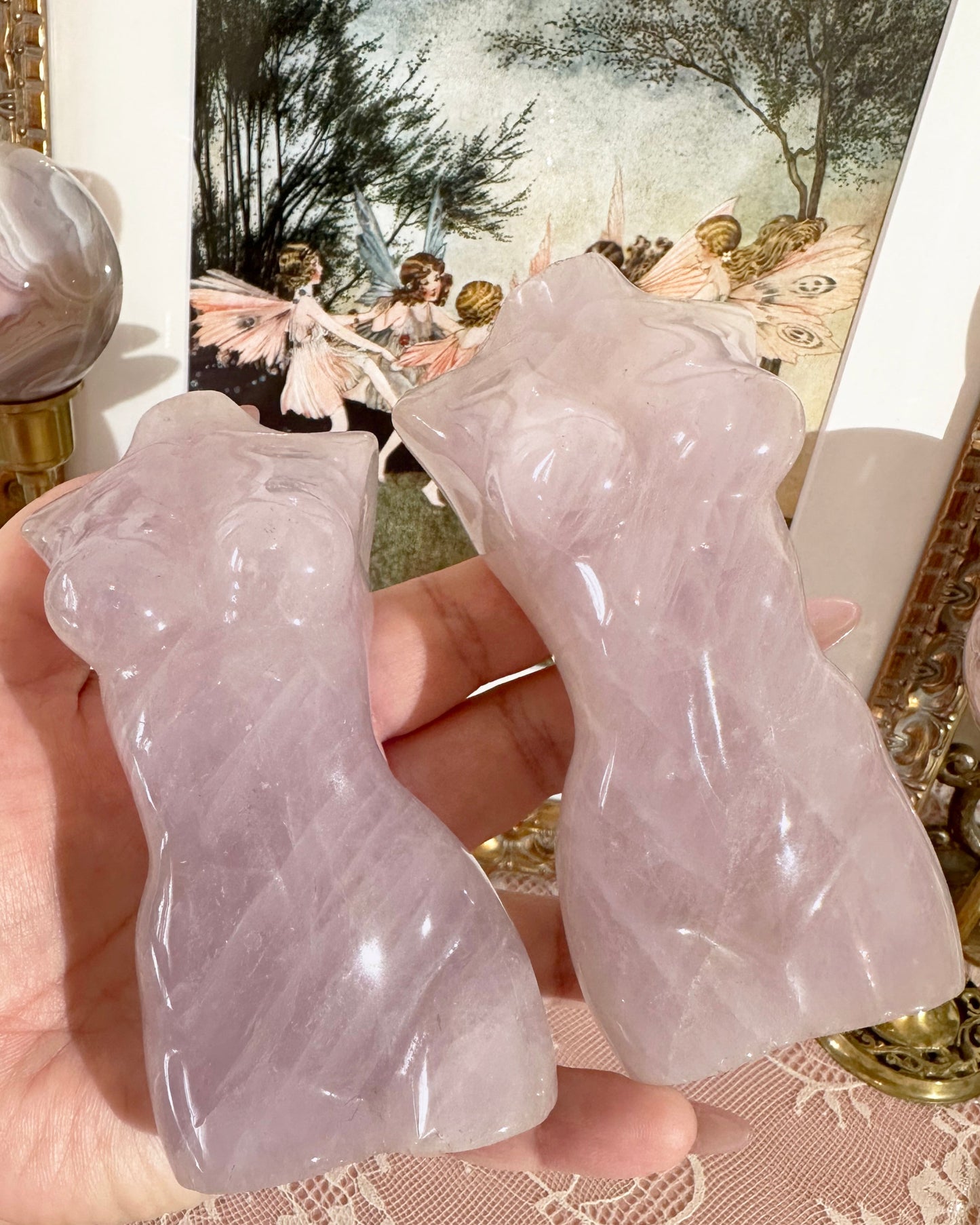 Purple Rose Quartz Goddess Body Carving – Venus Figure Love Crystal, Feminine Energy  | 1 Piece