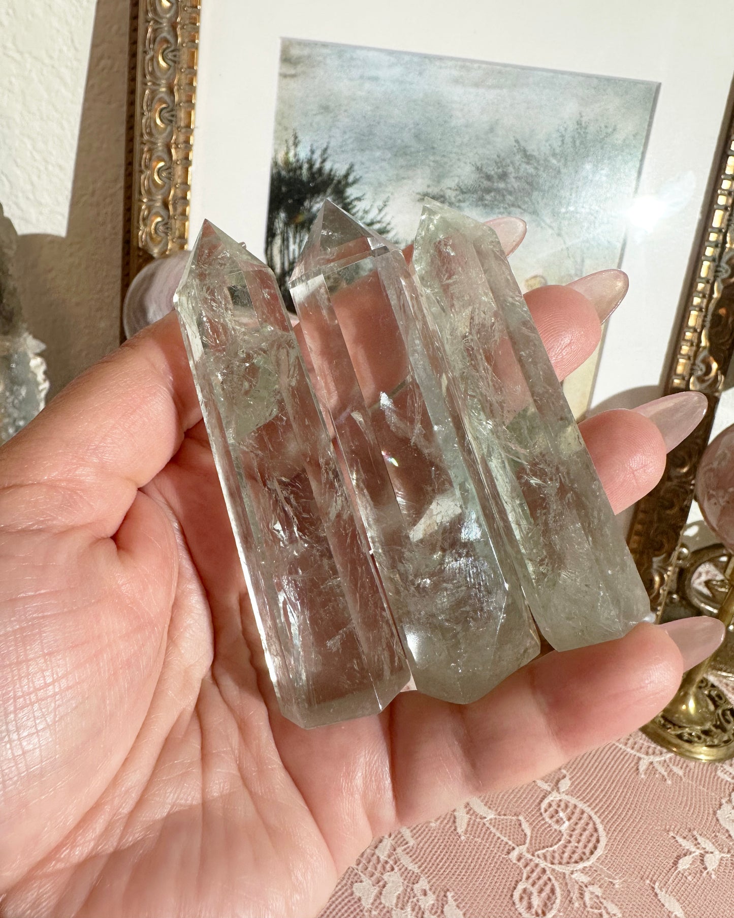 Green Amethyst (Prasiolite) Tower Crystal – Polished Green Quartz Point, Heart Chakra  | 1 Piece