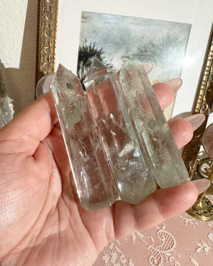 Green Amethyst (Prasiolite) Tower Crystal – Polished Green Quartz Point, Heart Chakra  | 1 Piece