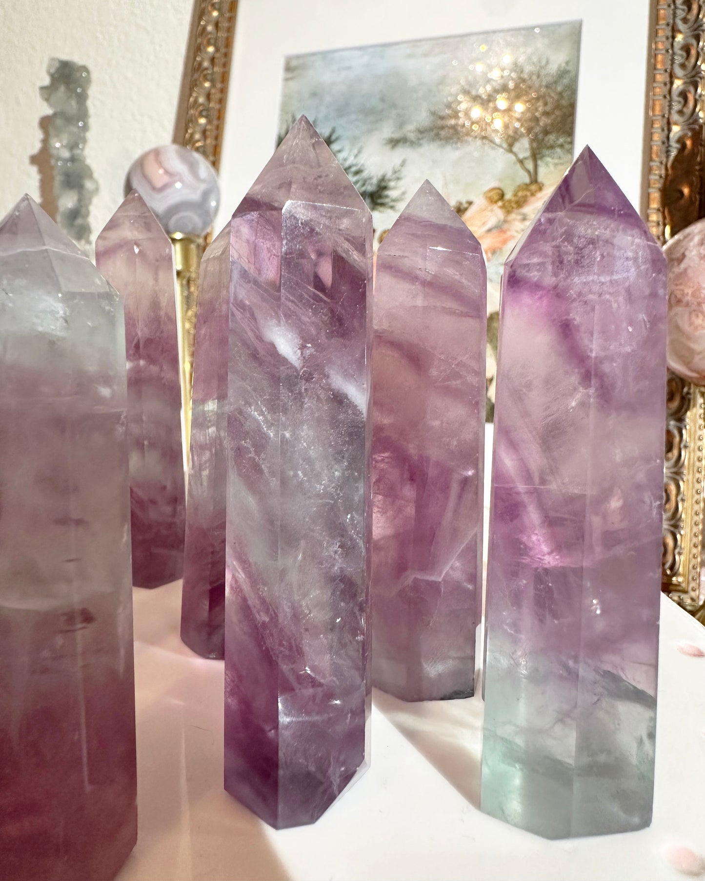 Candy Rainbow Fluorite Tower Crystal – Polished Multicolor Point, Focus & Protection | Choose Your Size, 1 Piece