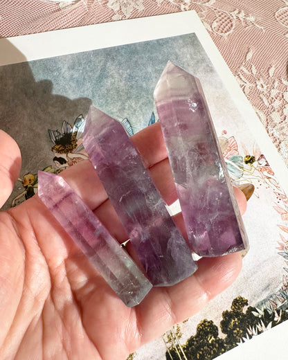 Candy Rainbow Fluorite Tower Crystal – Polished Multicolor Point, Focus & Protection | Choose Your Size, 1 Piece