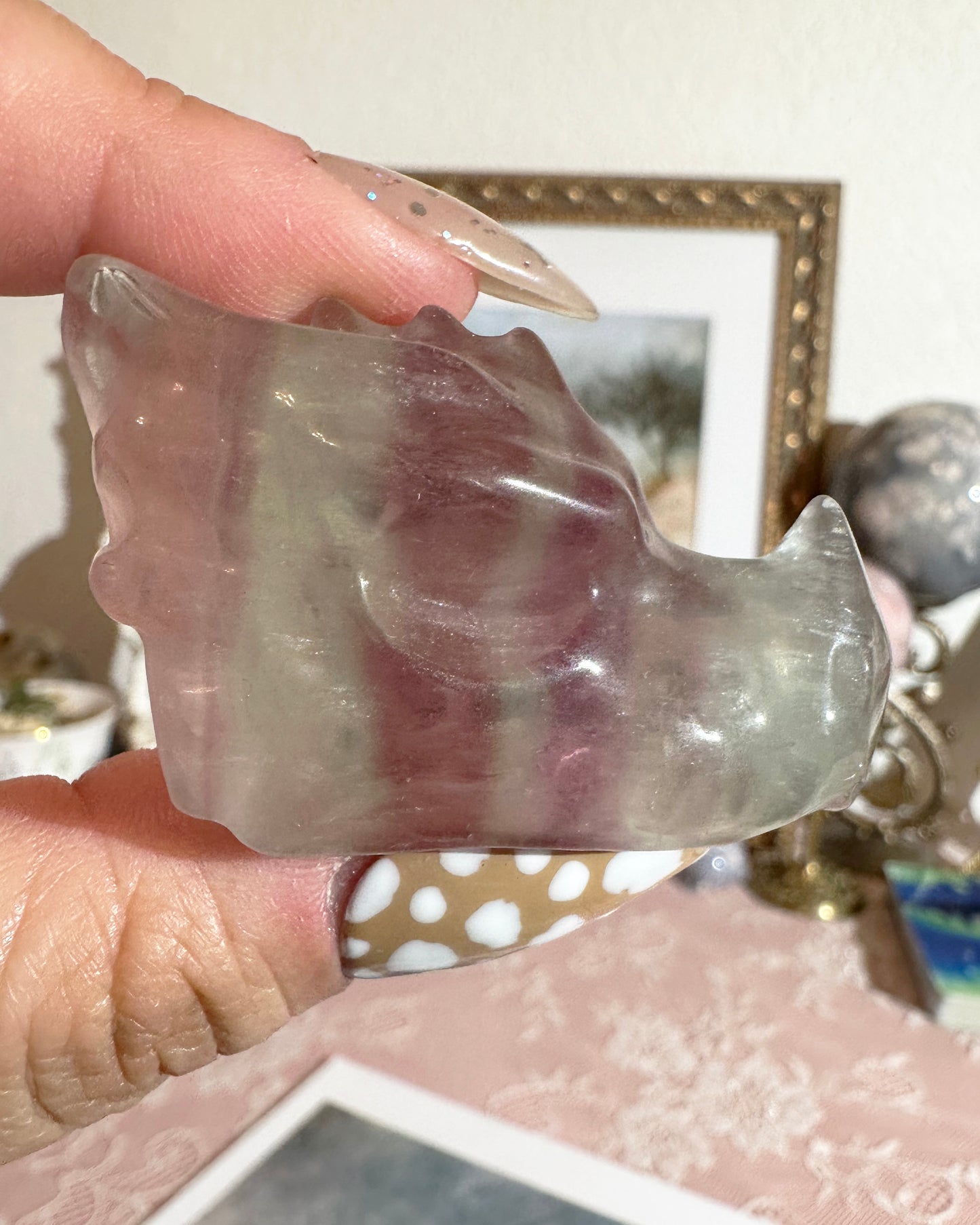 Candy Rainbow Fluorite Dragon Crystal Carving – Focus & Protection Stone | Choose Your Piece
