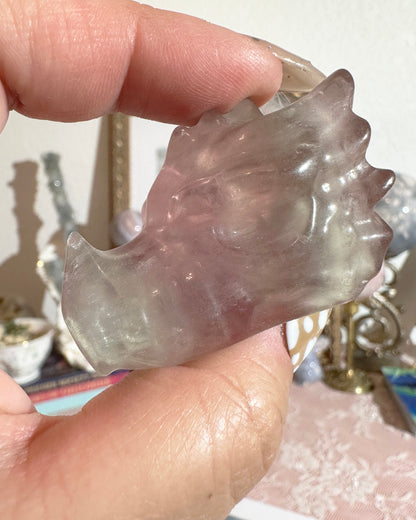 Candy Rainbow Fluorite Dragon Crystal Carving – Focus & Protection Stone | Choose Your Piece