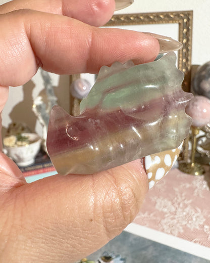 Candy Rainbow Fluorite Dragon Crystal Carving – Focus & Protection Stone | Choose Your Piece
