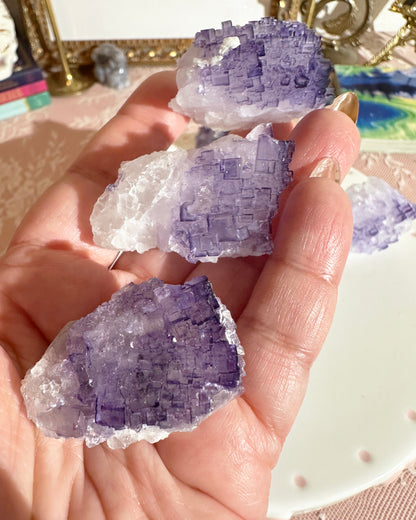 Tule Fluorite Specimen – Purple Fluorite Crystal (some with Calcite) Focus & Clarity | Choose Style, 1  Piece