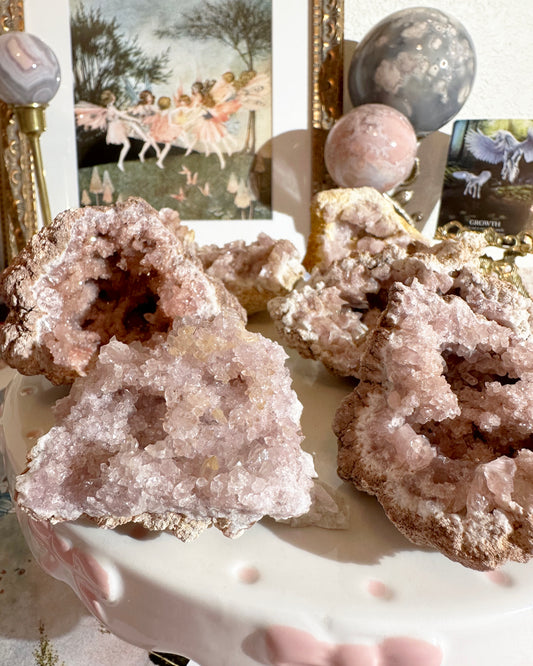 Pink Amethyst Geode Crystal – Naturally Pink Druzy (Argentina) Self‑Love Stone | Choose Piece