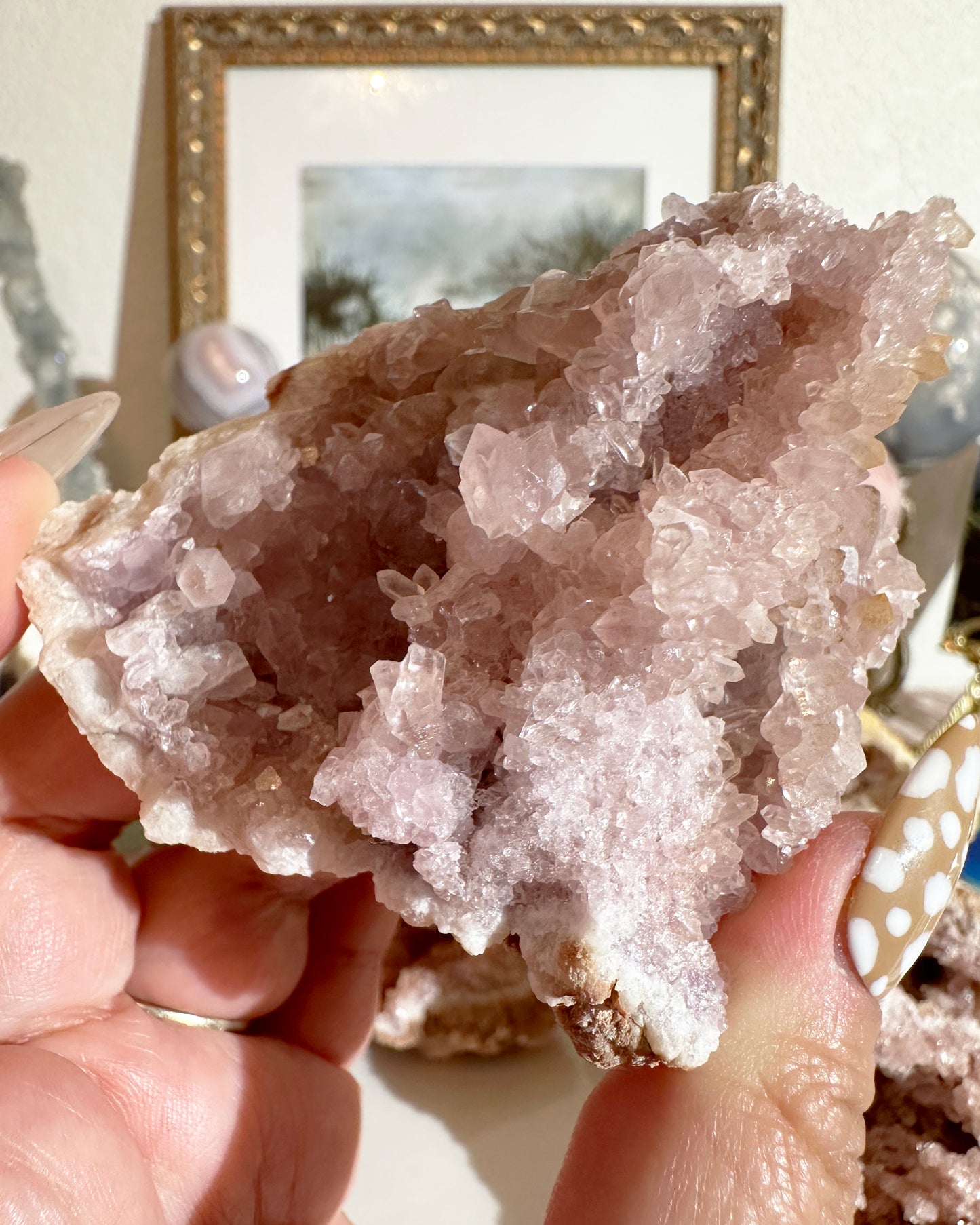 Pink Amethyst Geode Crystal – Naturally Pink Druzy (Argentina) Self‑Love Stone | Choose Piece