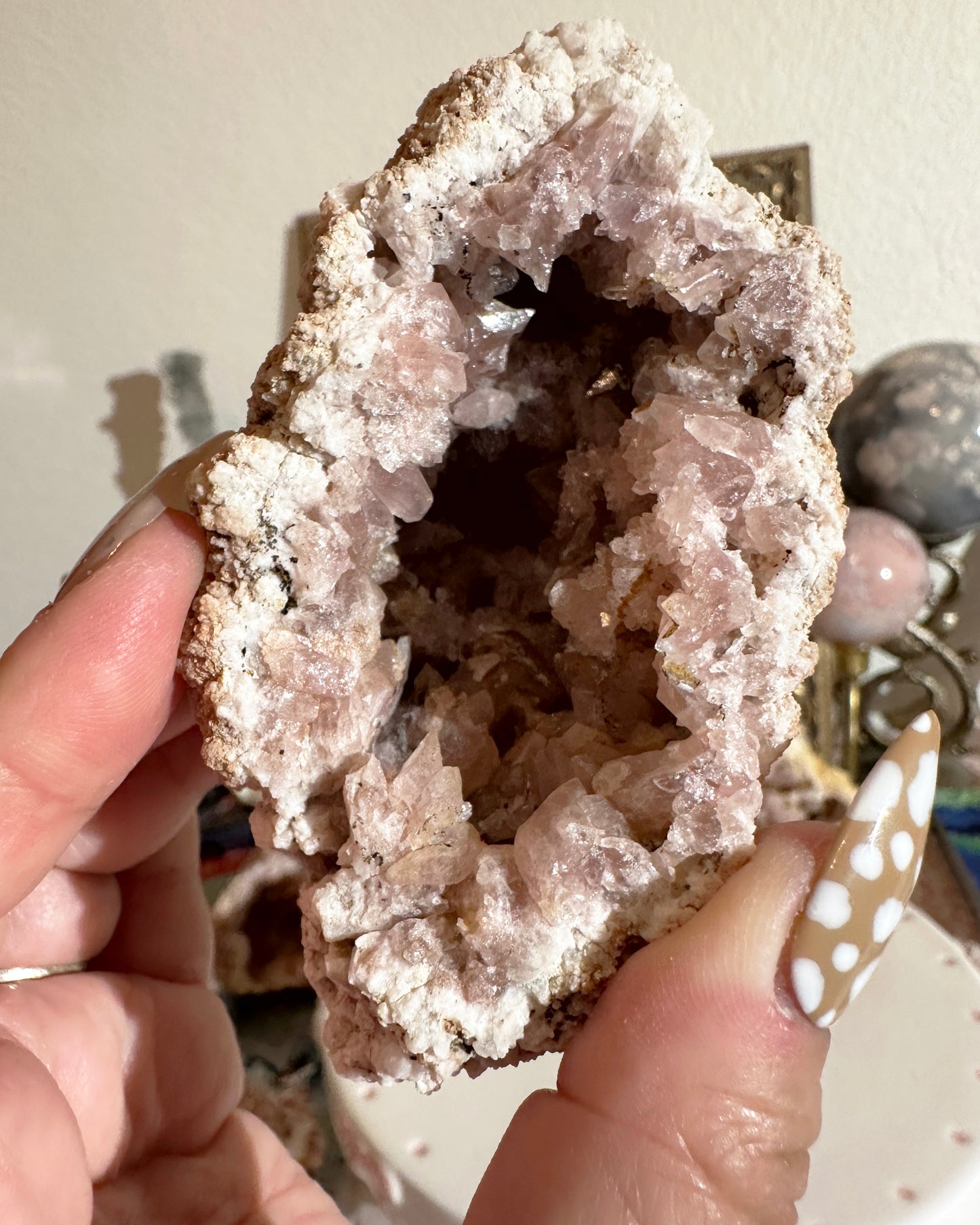 Pink Amethyst Geode Crystal – Naturally Pink Druzy (Argentina) Self‑Love Stone | Choose Piece