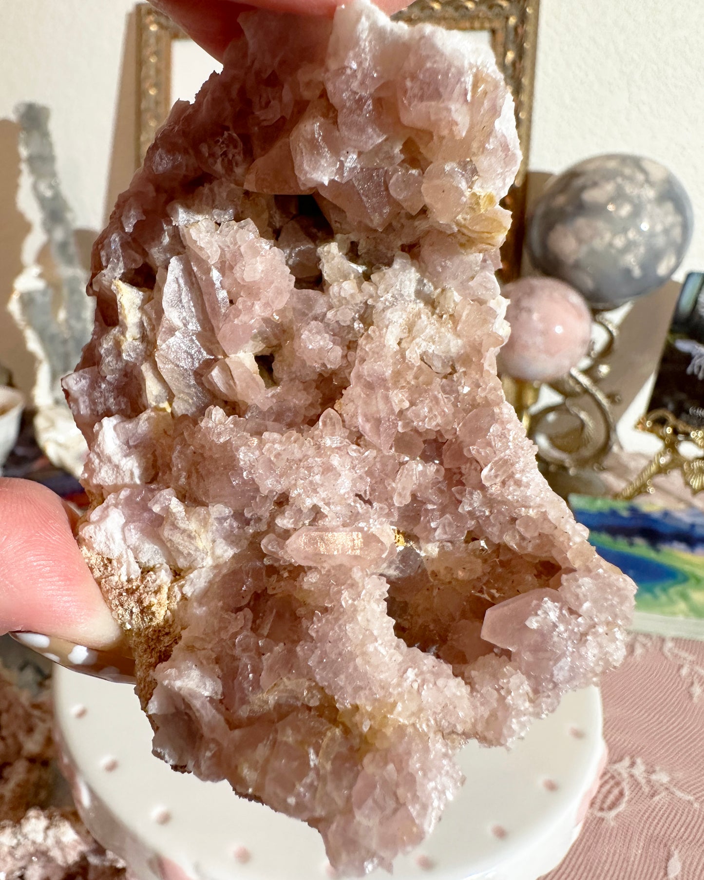 Pink Amethyst Geode Crystal – Naturally Pink Druzy (Argentina) Self‑Love Stone | Choose Piece