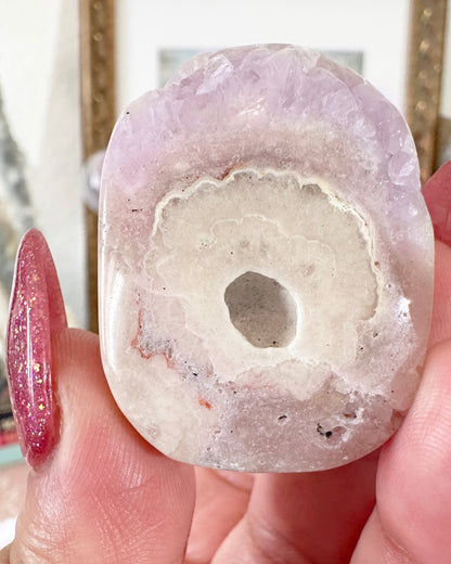 Small Flower Agate Pink Amethyst Palm Stones - Joy and Self Love - Choose Your Piece