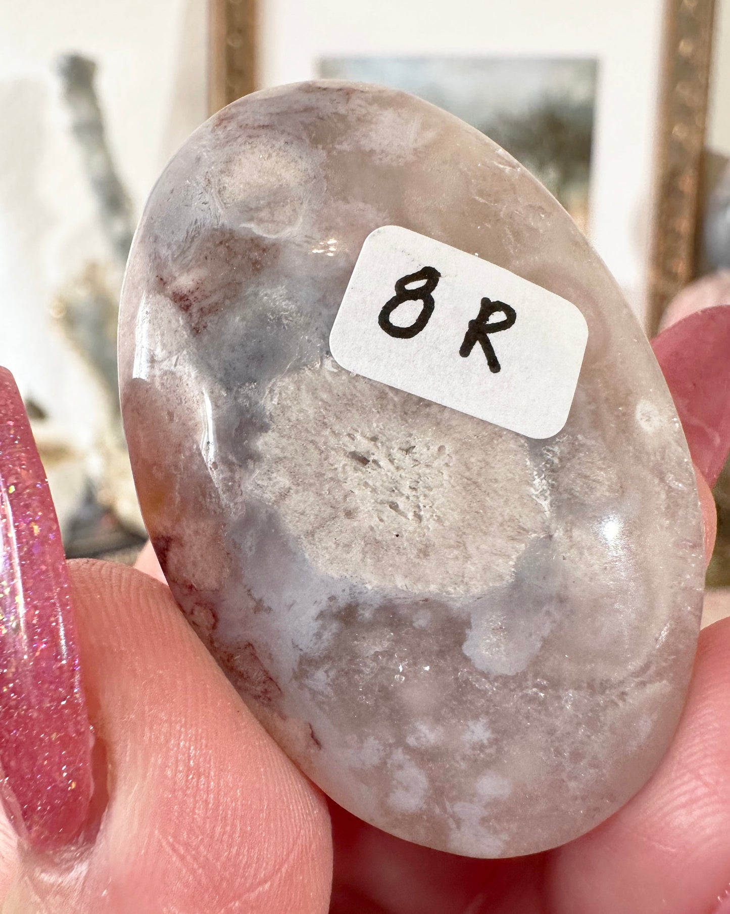 Small Flower Agate Pink Amethyst Palm Stones - Joy and Self Love - Choose Your Piece
