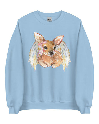 Angelic Fawn Cottagecore Sweatshirt  - Winged Deer Soft Pullover (Unisex)