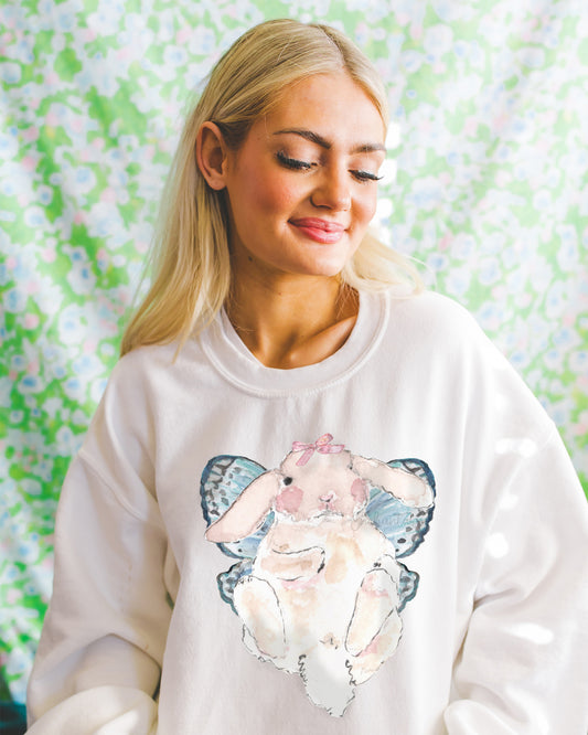 Butterfly Bunny Fairycore Sweatshirt - Winged Rabbit Soft Pullover (Unisex)