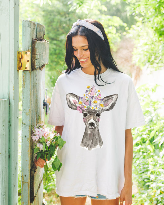 Coquette Crystal Deer Graphic Tee - Crystal Lover Gift Soft Cotton T‑Shirt (Unisex)