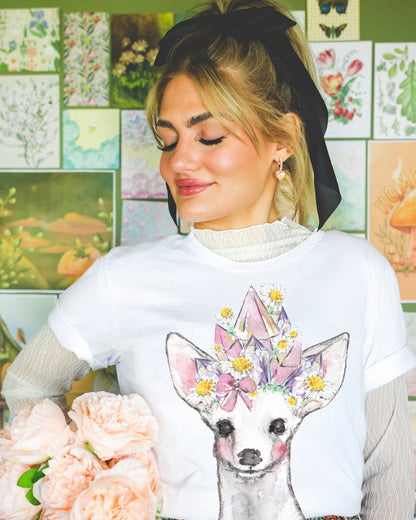 White Hart Crystal Deer Graphic Tee - Crystal Lover Gift Soft Cotton T‑Shirt (Unisex)