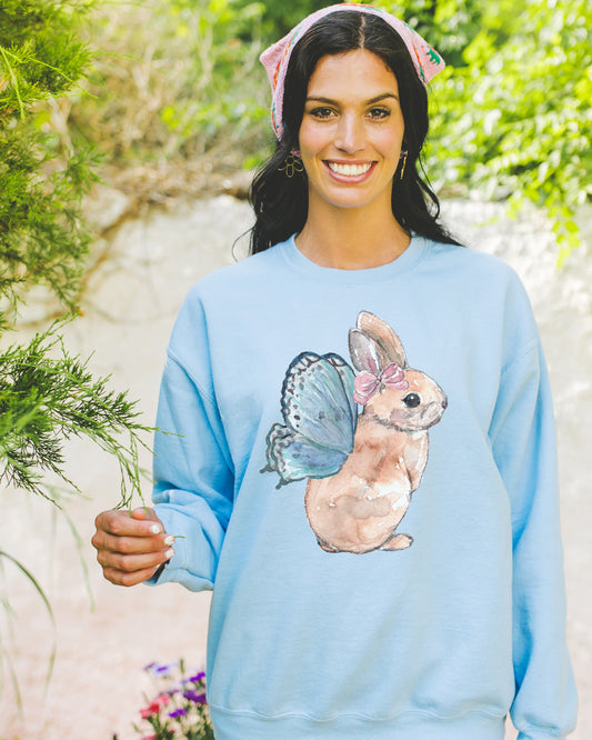 Fairy Bunny Fairycore Sweatshirt - Winged Rabbit Soft Pullover (Unisex)