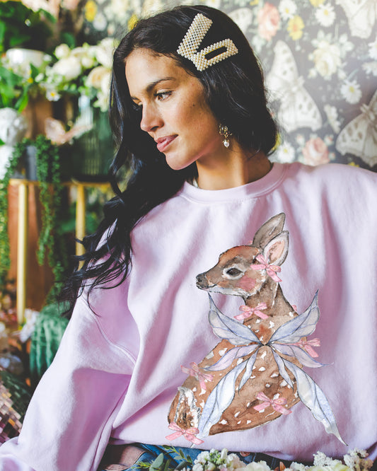 Coquette Fawn Fairy Fairycore Sweatshirt - Winged Deer Soft Pullover (Unisex)
