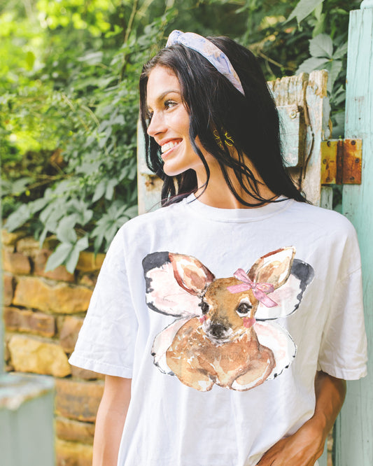 Butterfly Fawn Cottagecore Graphic Tee - Winged Deer Soft Cotton T‑Shirt (Unisex)
